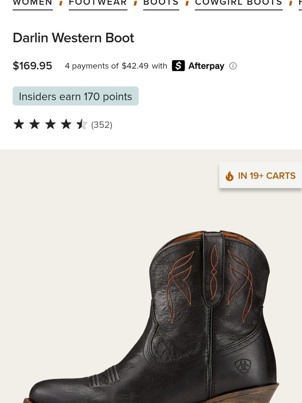 Darlin Western Boot - Black - Ariat